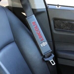 Set Of 2 Lincoln carbon Fiber Universal seat belt pads Choose Color